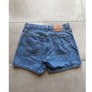 Vintage Y2K Fitted Levis 555 Guys Fit Denim Shorts Blue Wash High Rise 12 MIS